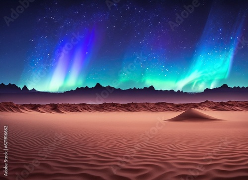 desert at night, desert with hills, desert and aurora, mountains in the desert, desert, mountains, night, aurora, landscape, light