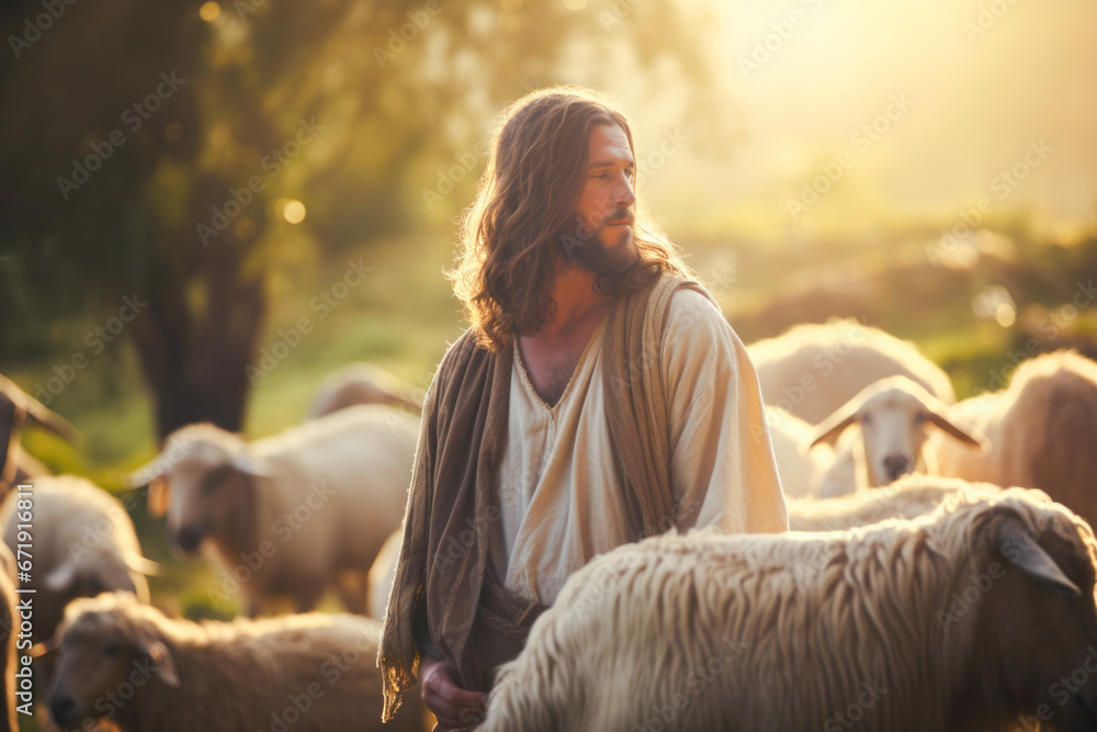 Jesus The Good Shepherd Guiding His Sheep A Christian Concept Stock Photo Adobe Stock Jesus The Good Shepherd Guiding His Sheep A Christian Concept Stock Photo Adobe Stock