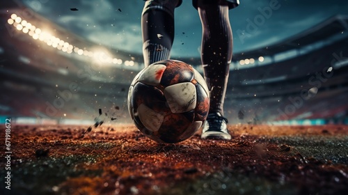 Legs of football player and soccer ball © Diatomic