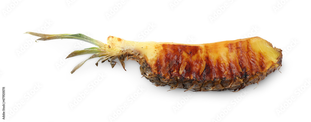 Piece of tasty grilled pineapple isolated on white background Piece of tasty grilled pineapple isolated on white background