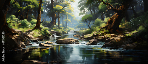 The river flows quietly in the quiet forest 4