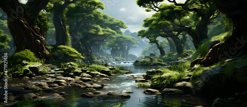 The river flows quietly in the quiet forest 5