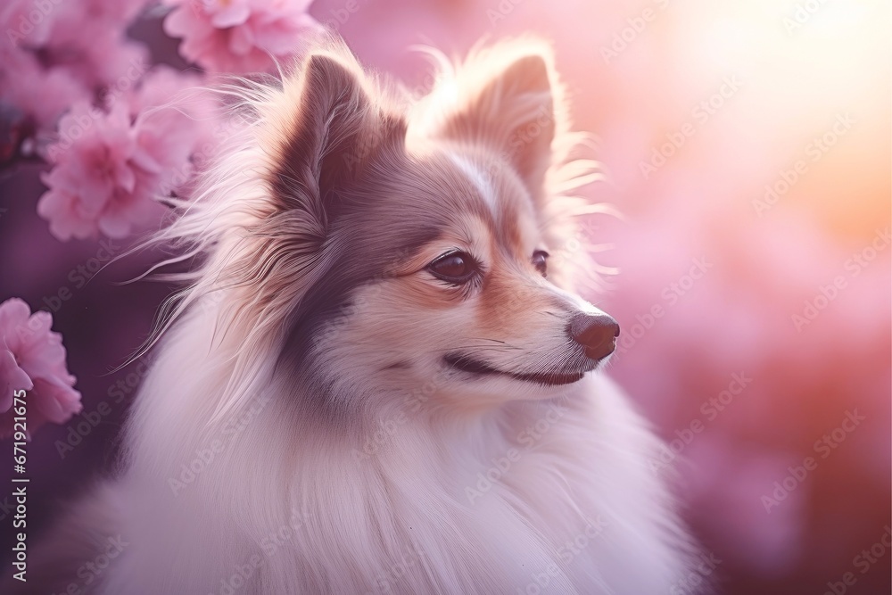 Obraz premium Close-up of cute dog with beautiful bokeh background