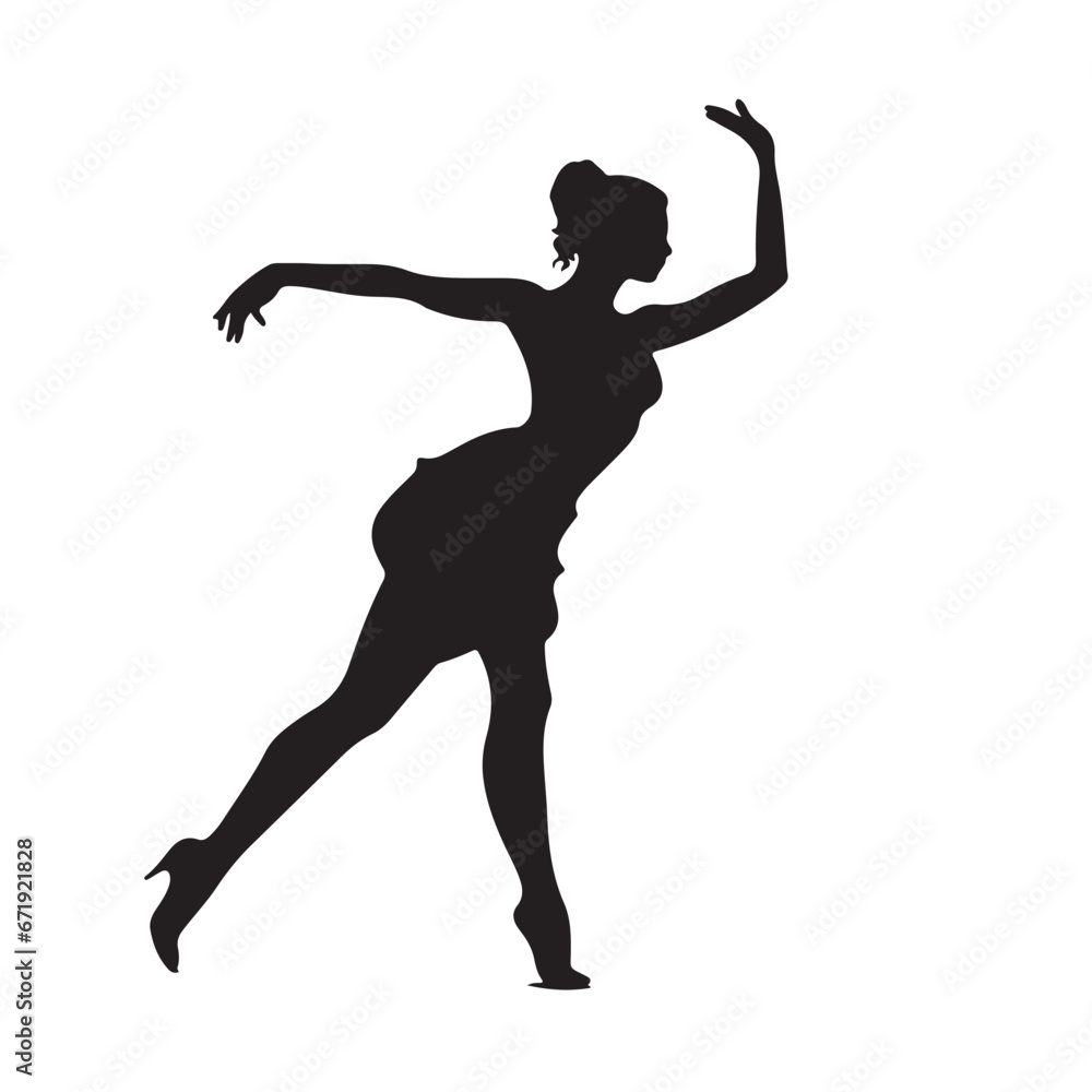 black silhouette of a Dancer in mid-performance