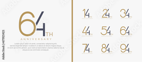 set of anniversary logo brown and black color on white background for celebration moment