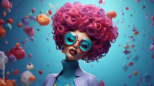 Surreal 3D Rendering Depicting the Abstract Beauty and Sweet Character of a Woman in a Surrealist Universe