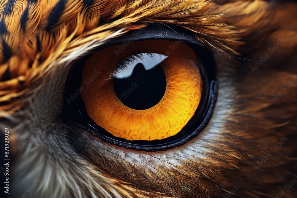 Owl face with staring eyes, digital illustration, fauna and wildlife concept. Generative AI Owl face with staring eyes, digital illustration, fauna and wildlife concept. Generative AI