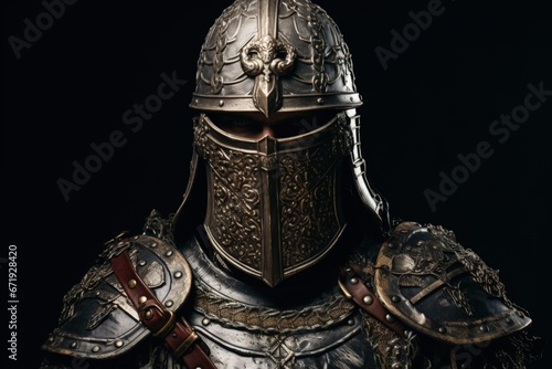 Medieval knight of honor, with armor, war veteran, history and fantasy concept. Generative AI