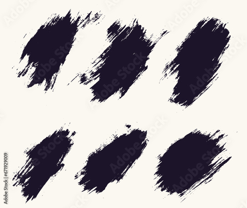 Collection of black color vector brush stain