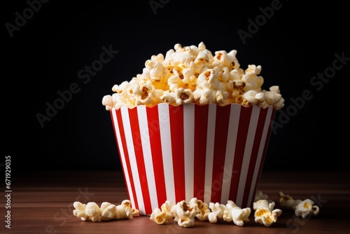 Cinema popcorn illustration, entertainment and leisure concept. Generative AI