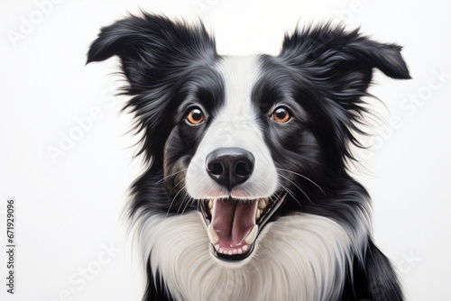 Digital illustration of border collie dog on white background. Generative AI