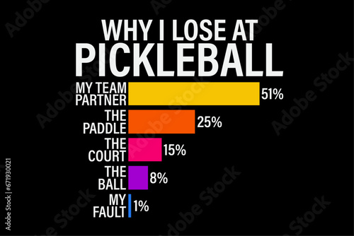 Why I Lose at Pickleball Humor Funny Pickleballers T-Shirt Design