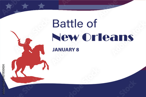 The Battle of New Orleans. silhouette of the army riding a horse