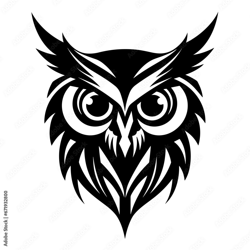 Unique Owl Logo Illustration in Trendy Flat Isolated on White Background. Vector SVG