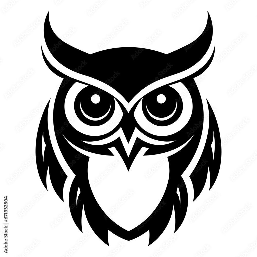 Unique Owl Logo Illustration in Trendy Flat Isolated on White Background. Vector SVG Unique Owl Logo Illustration in Trendy Flat Isolated on White Background. Vector SVG