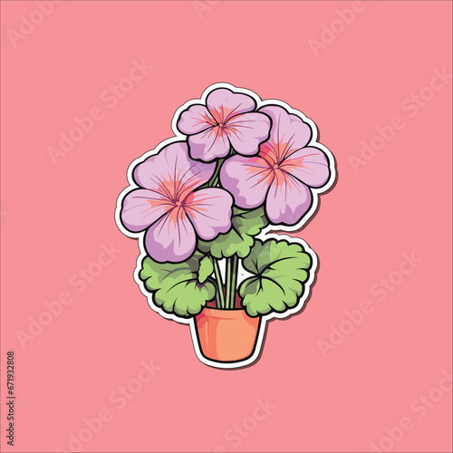 Wallpaper Mural geranium sticker. kawaii cartoon illustration Torontodigital.ca