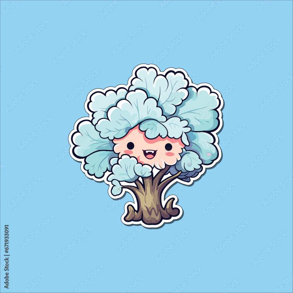 dusty miller sticker. kawaii cartoon illustration dusty miller sticker. kawaii cartoon illustration