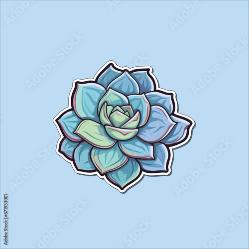 echeveria sticker cool colors kawaii contour clip art illustration