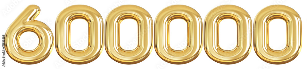 600k Follower Golden Number 3D Render 600k Follower Golden Number 3D Render