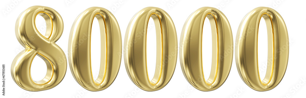 80k Follower Golden Number 3D Render 80k Follower Golden Number 3D Render