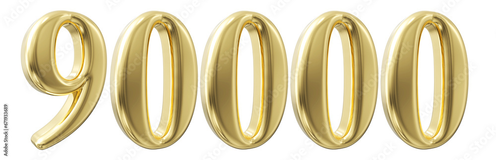 90k Follower Golden Number 3D Render 90k Follower Golden Number 3D Render