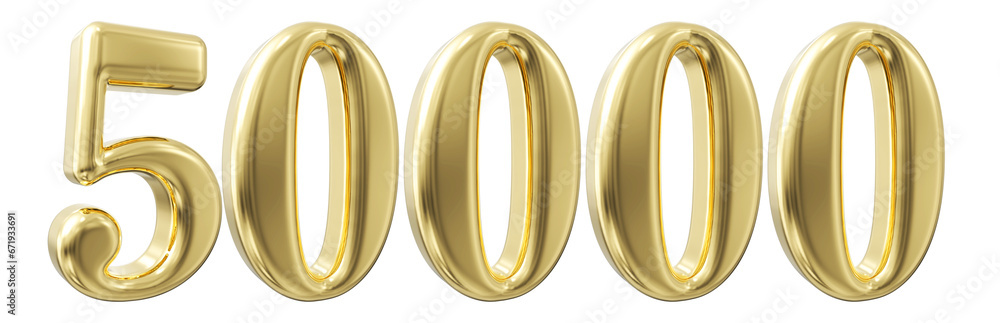 50k Follower Golden Number 3D Render 50k Follower Golden Number 3D Render