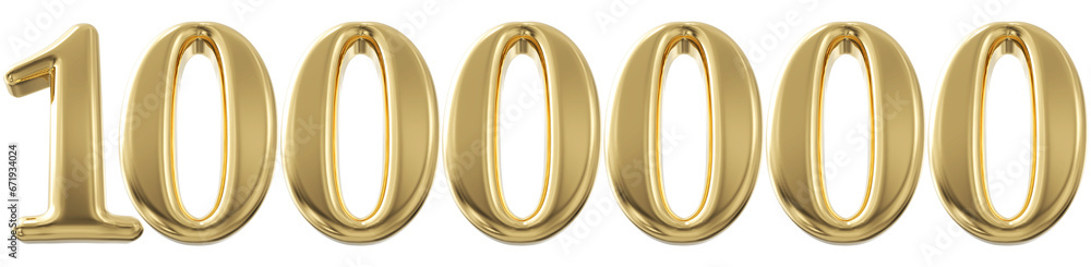 1M Follower Gold Number 3D Render 1M Follower Gold Number 3D Render