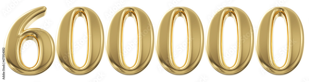 600k Follower Gold Number 3D Render 600k Follower Gold Number 3D Render