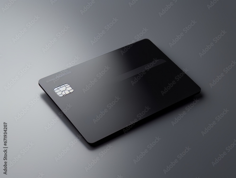 Black bank card on grey background isolated AI Black bank card on grey background isolated AI