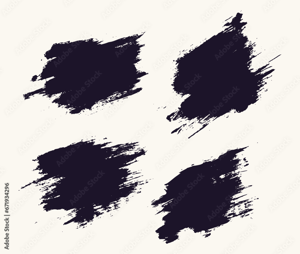 Vector black brush stroke collection