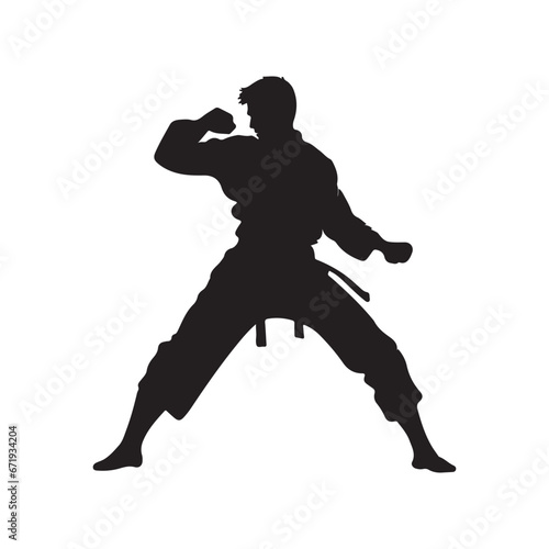 black silhouette of a Martial artist in stance