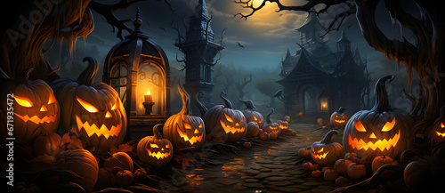 Halloween black background magic style evil pumpkin theme poster 4