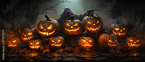 Halloween black background magic style evil pumpkin theme poster 7