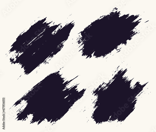 Set of abstract black brush stroke vector grunge texture