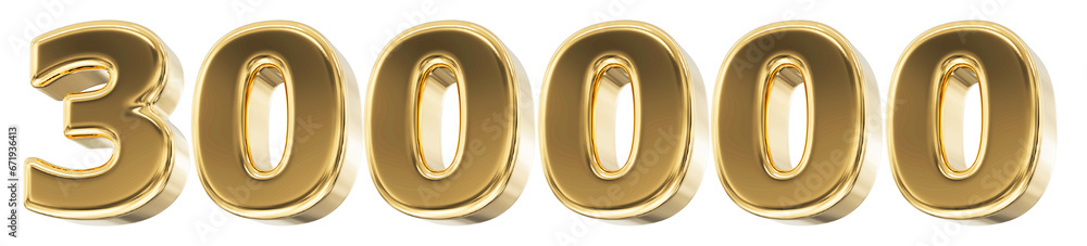 300k Follower Gold Number 3D Render 300k Follower Gold Number 3D Render