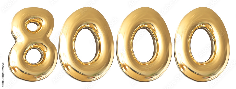 8k Follower Gold Number 3D Render 8k Follower Gold Number 3D Render