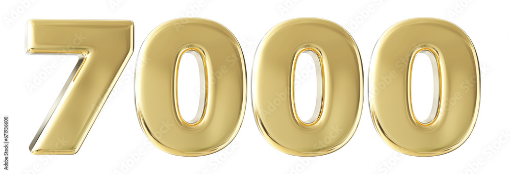 7k Follower Gold Number 3D Render 7k Follower Gold Number 3D Render