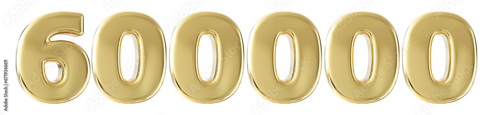 600k Follower Gold Number 3D Render 600k Follower Gold Number 3D Render
