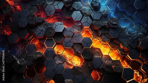 hexagonal harmony, digital art illustration, Generative AI