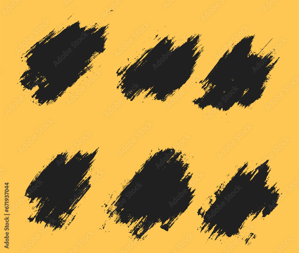 Vector collection of black paint brush stroke