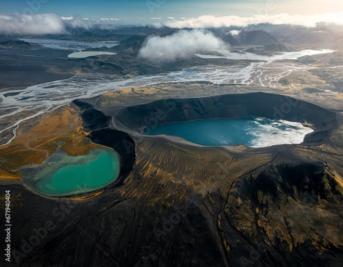 Wallpaper Mural Aerial Landscape of Iceland, Volcano Crater Lakes Torontodigital.ca
