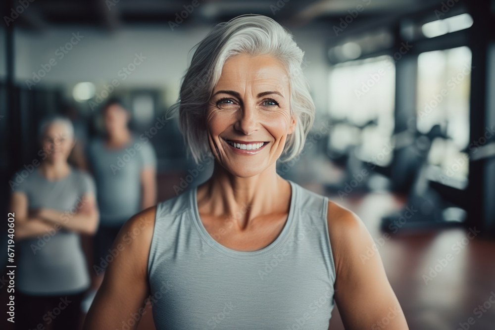 Diverse collection of people of different cultures and ages exercising in a fitness studio. Smiling women from different cultural backgrounds come to work out at the fitness studio, showing diversity. Diverse collection of people of different cultures and ages exercising in a fitness studio. Smiling women from different cultural backgrounds come to work out at the fitness studio, showing diversity.