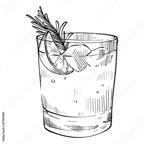 Lemon iced drink handdrawn illustration