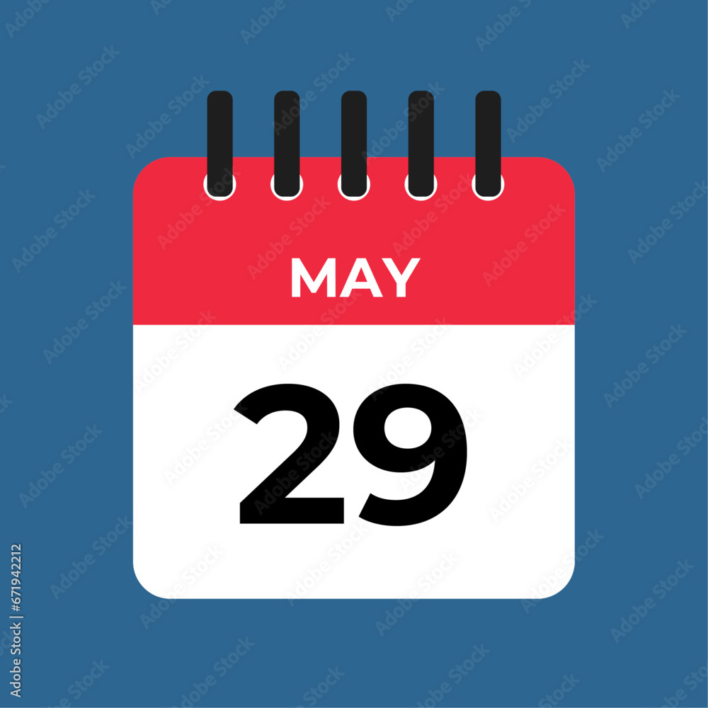 may 29 calendar reminder. 29 may daily calendar icon template. Calendar 29 may icon Design template. Vector illustration may 29 calendar reminder. 29 may daily calendar icon template. Calendar 29 may icon Design template. Vector illustration