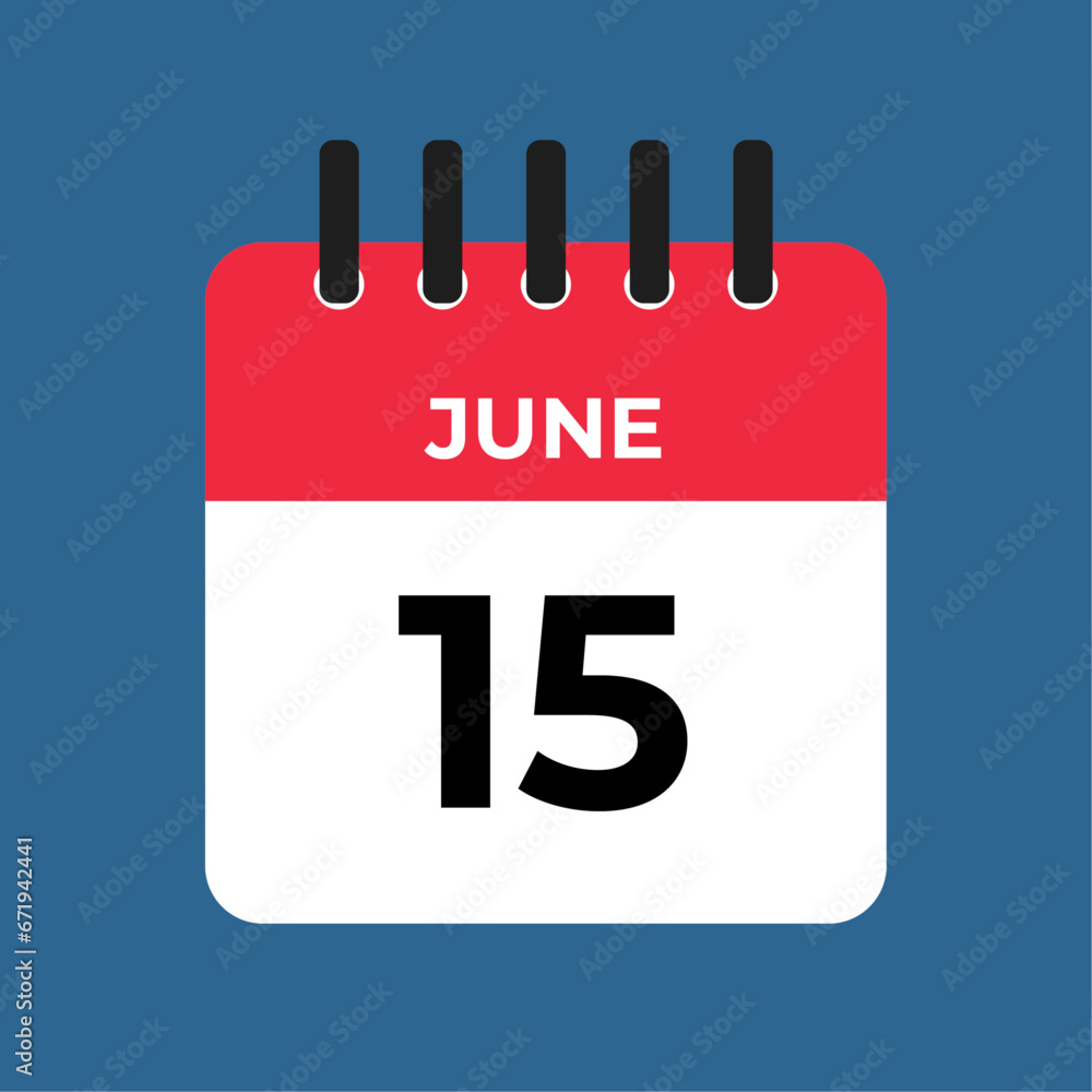 june 15 alendar reminder. 15 june daily calendar icon template. Calendar 15 june icon Design template. Vector illustration june 15 alendar reminder. 15 june daily calendar icon template. Calendar 15 june icon Design template. Vector illustration