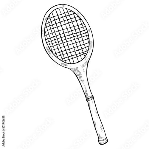 Badminton rackets handdrawn illustration © nikagraphic