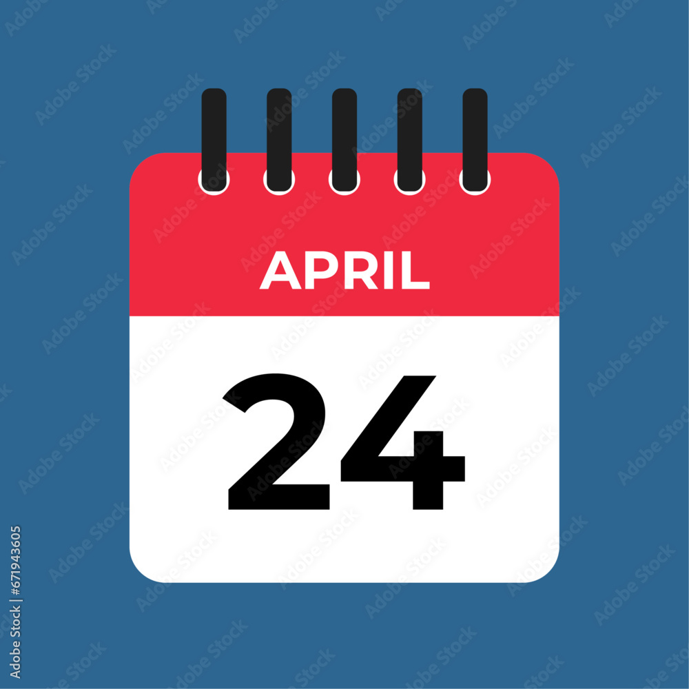 april 24 calendar reminder. 24 april daily calendar icon template. Calendar 24 april icon Design template. Vector illustration april 24 calendar reminder. 24 april daily calendar icon template. Calendar 24 april icon Design template. Vector illustration