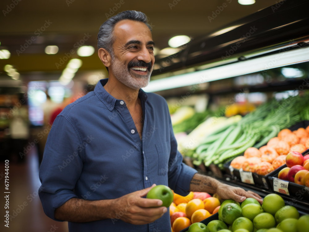 A portrait of a man shopping in a supermarket A portrait of a man shopping in a supermarket