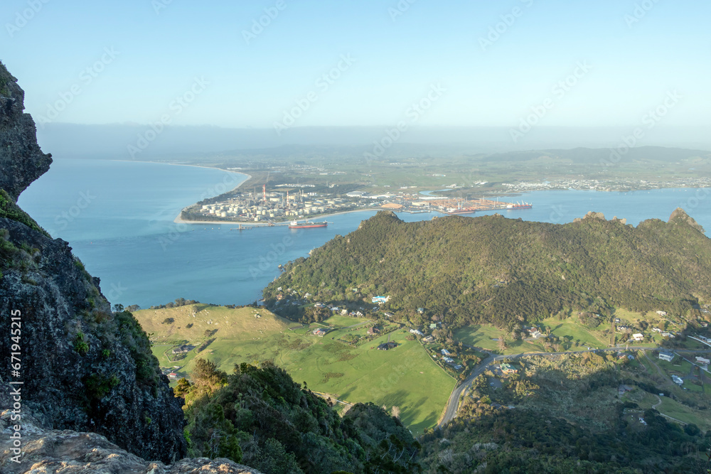 Whangarei Harbour Panorama view from the summit of the Mount Manaia, New Zealand