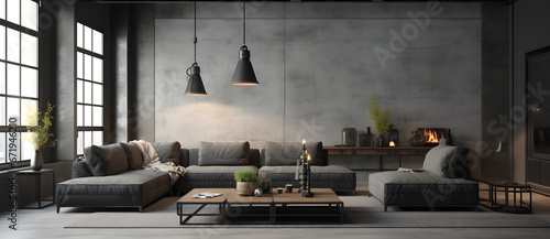 Modern industrial style using dark gray background coffee table in living room Living room 7